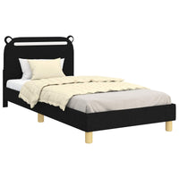 Struttura letto bambini con testata Nero 90 x 200 cm Tessuto 42011226