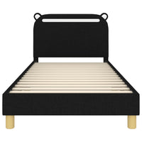 Struttura letto bambini con testata Nero 90 x 200 cm Tessuto 42011226