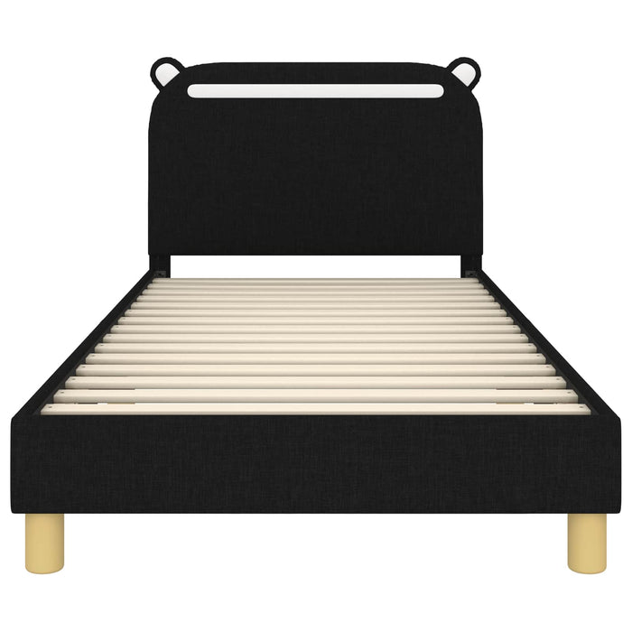 Struttura letto bambini con testata Nero 90 x 200 cm Tessuto 42011226