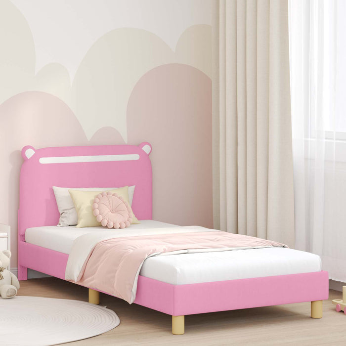 Struttura letto bambini con testata Rosa 90 x 200 cm Tessuto 42011227