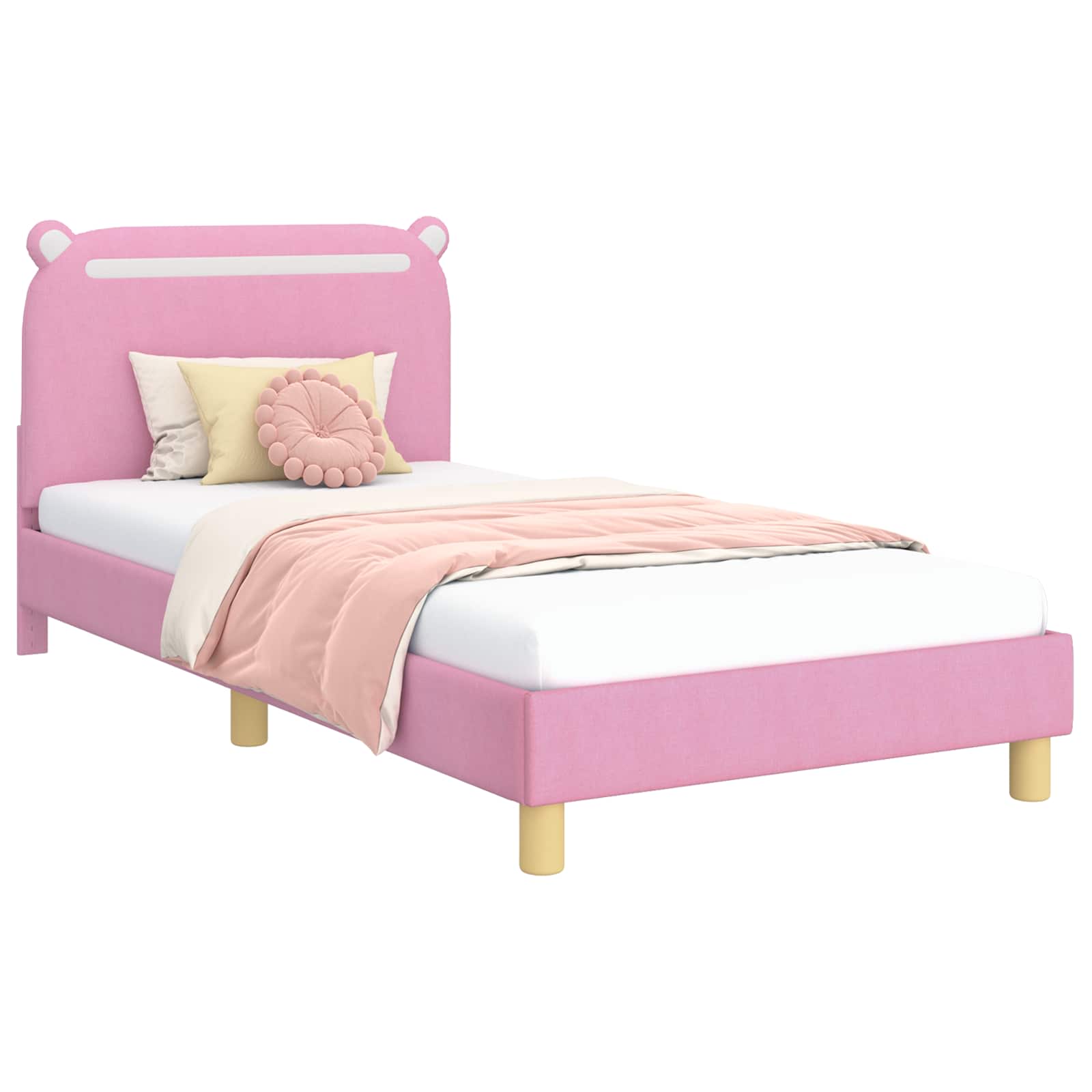 Struttura letto bambini con testata Rosa 90 x 200 cm Tessuto 42011227