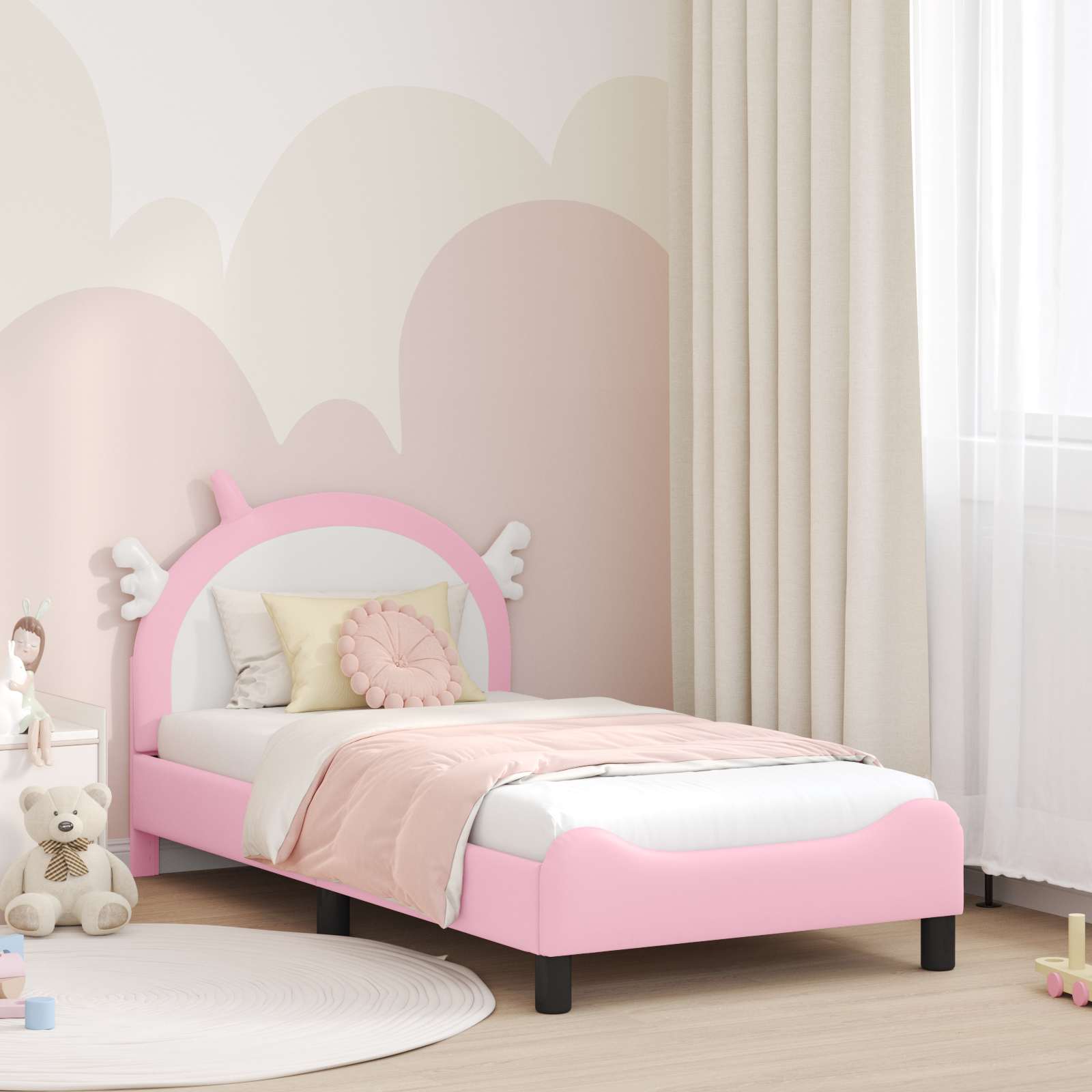 Struttura letto bambini con testata Rosa 80 x 160 cm PU 42011230