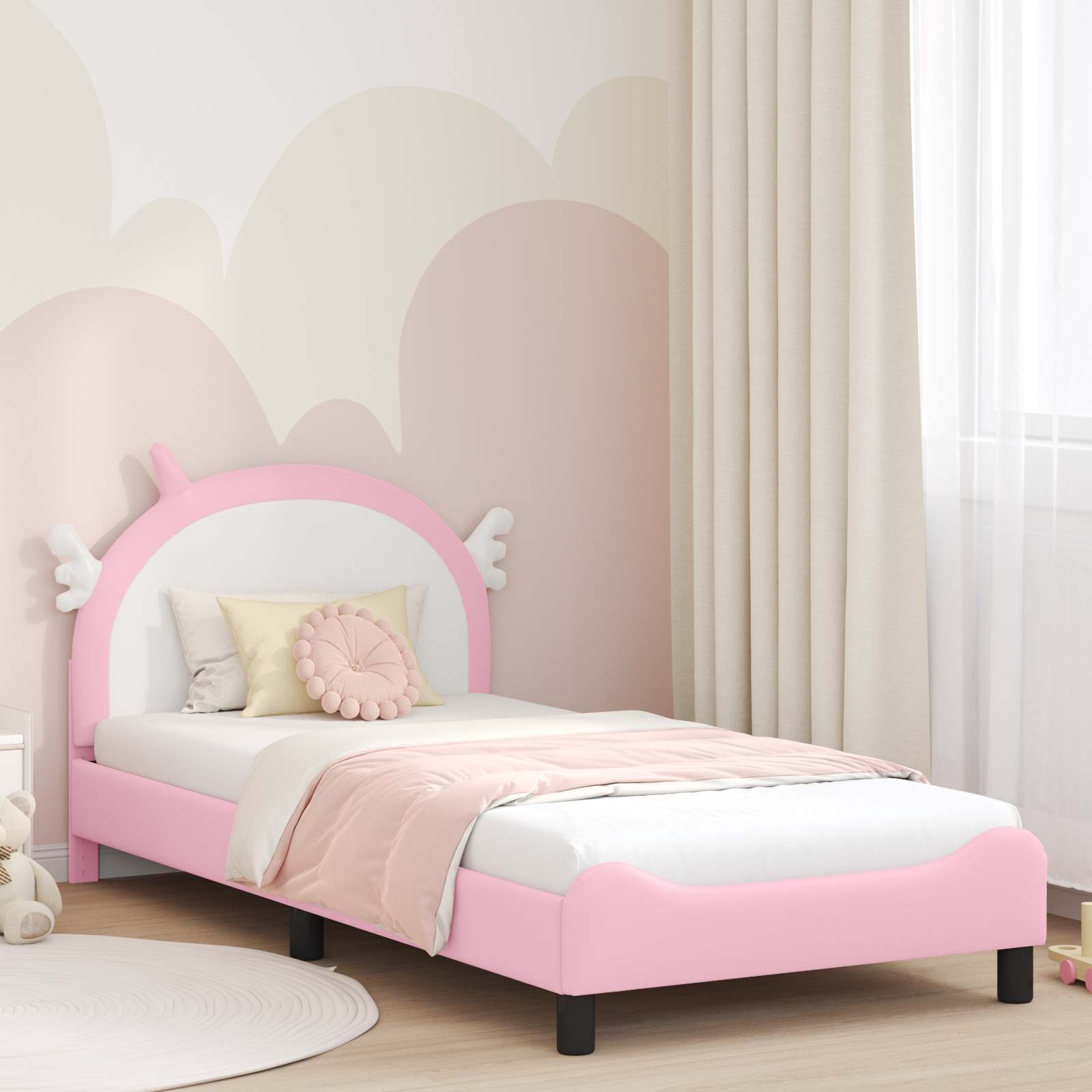 Struttura letto bambini con testata Rosa 80 x 200 cm PU 42011231
