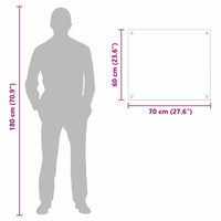 Rivestimento da Cucina Bianco 70 x 60 x 0.8 cm vetro temperato 42018010