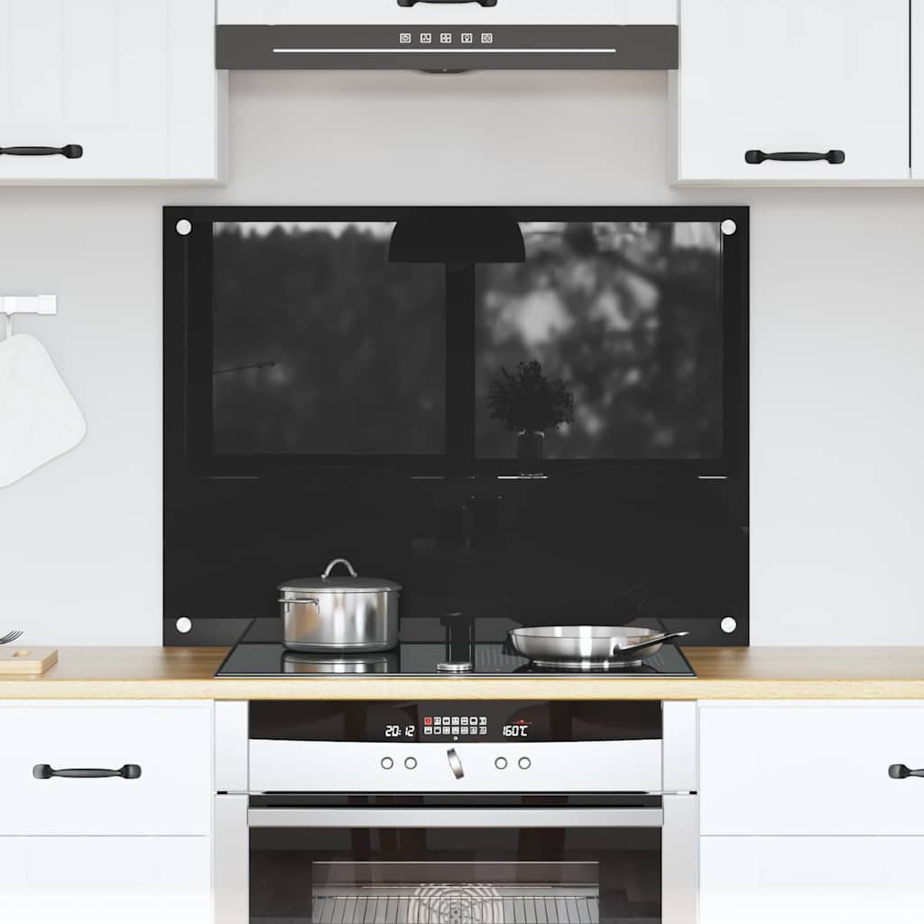 Rivestimento da Cucina-Paraschizzi per Cucina Nero 80 x 60 cm vetro temperato
