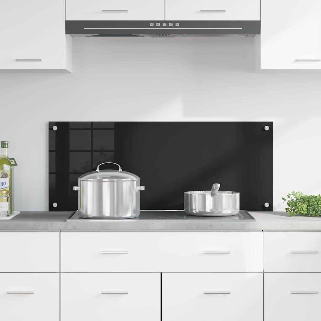 Rivestimento da Cucina-Paraschizzi per Cucina Nero 100 x 40 cm vetro temperato