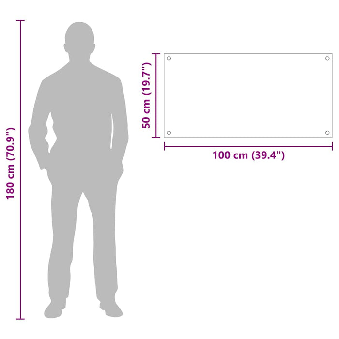 Rivestimento da Cucina Nero 100 x 50 x 0.8 cm vetro temperato 42018042