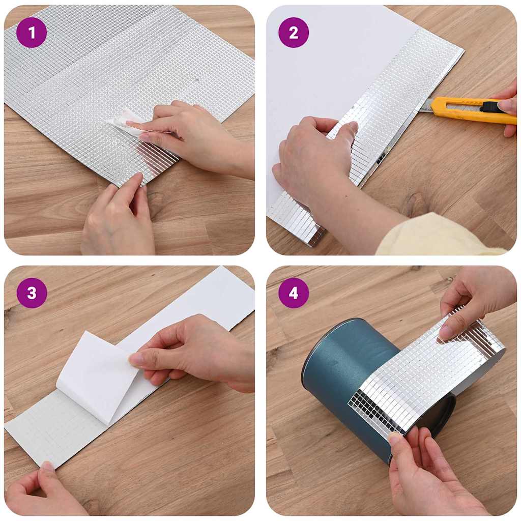 Piastrella a Mosaico con Specchio 12 pcs Argento 30 x 30 cm 42017628