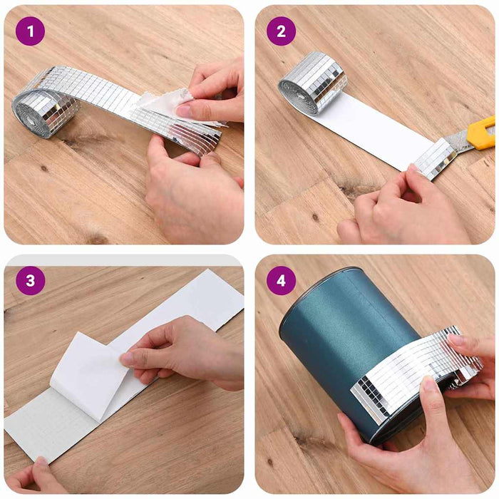 Piastrella a Mosaico con Specchio 12 pcs Argento 100 x 4 cm 42017630