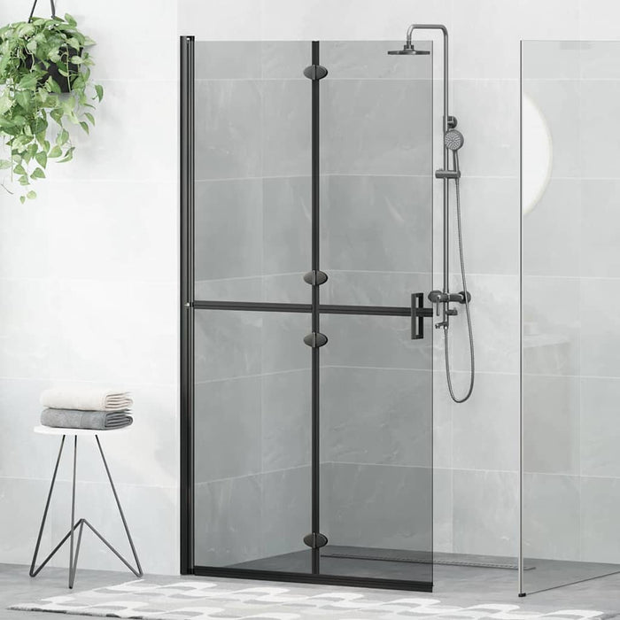 vidaXL Parete doccia Walk-in Nero e trasparente scuro 100 x 190 cm