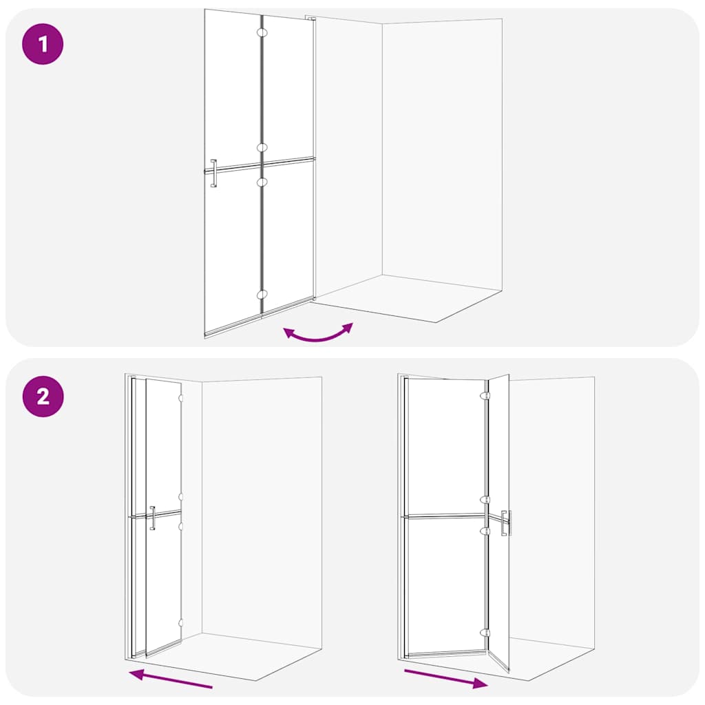Parete doccia Walk-in Nero e trasparente scuro 110 x 190 cm 42017967
