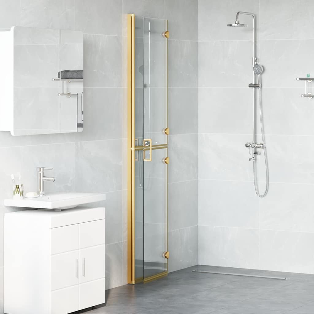 vidaXL Parete doccia Walk-in Altro Oro e trasparente 90 x 190 cm