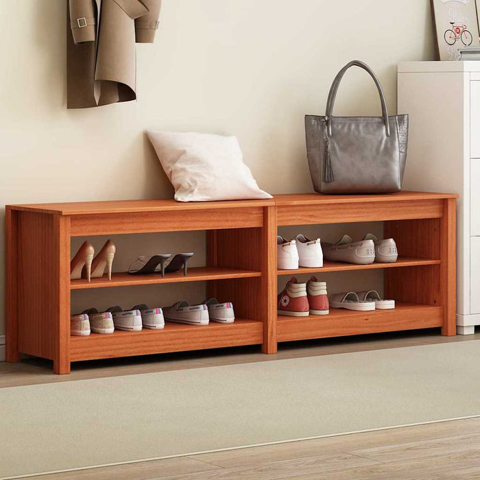 vidaXL Panca per scarpe Cera marrone 160 x 36.5 x 50 cm