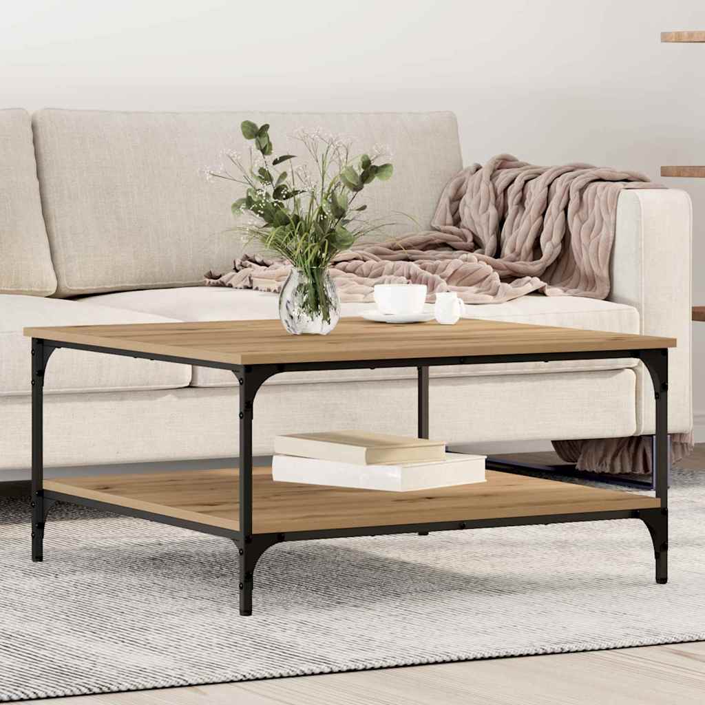 Tavolino da Salotto-Tavolino da soggiorno-Tavolo rovere artigianale 80 x 80 x 40 cm