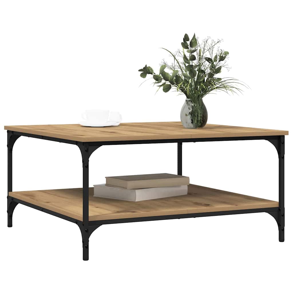 Tavolino da Salotto-Tavolino da soggiorno-Tavolo rovere artigianale 80 x 80 x 40 cm