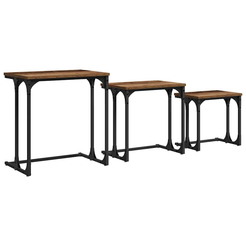 Tavolo da caffè nesting 3 pcs Legno vecchio 50.5 x 35 x 53 cm 883531