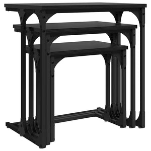 Tavolo da caffè nesting 3 pcs Rovere nero 50.5 x 35 x 53 cm 883533