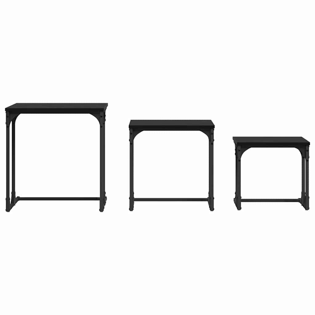 Tavolo da caffè nesting 3 pcs Rovere nero 50.5 x 35 x 53 cm 883533