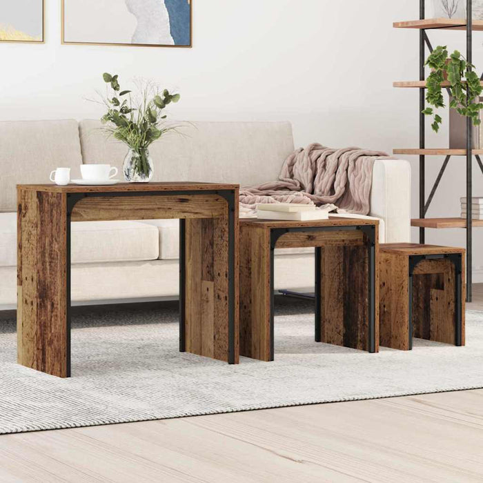 Tavolo da caffè nesting 3 pcs Legno vecchio 60 x 35 x 56 cm 883534