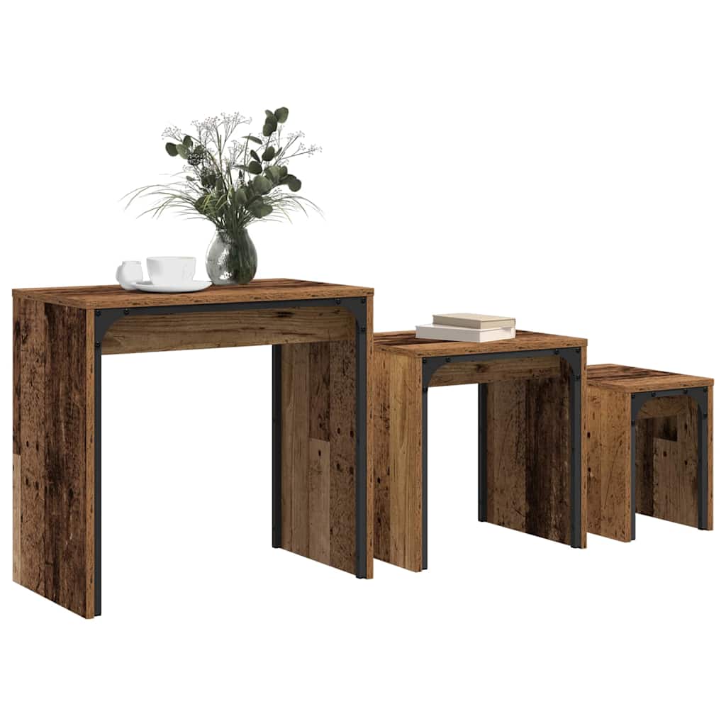 Tavolo da caffè nesting 3 pcs Legno vecchio 60 x 35 x 56 cm 883534