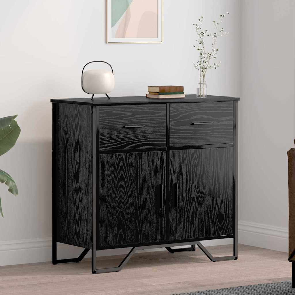 Credenza con Cassetto-Buffet-Armadio da cucina Rovere Nero 79,5 x 35,5 x 74,5 cm