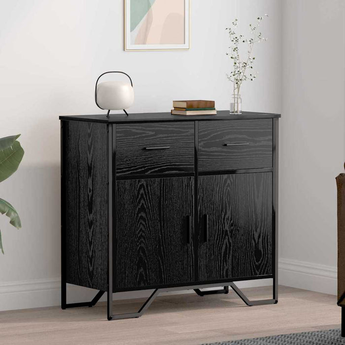 Credenza con Cassetto-Buffet-Armadio da cucina Rovere Nero 79,5 x 35,5 x 74,5 cm