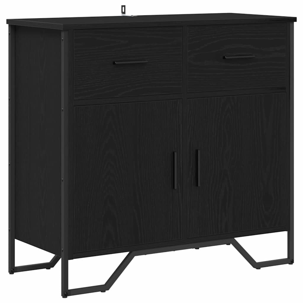 Credenza con Cassetto-Buffet-Armadio da cucina Rovere Nero 79,5 x 35,5 x 74,5 cm