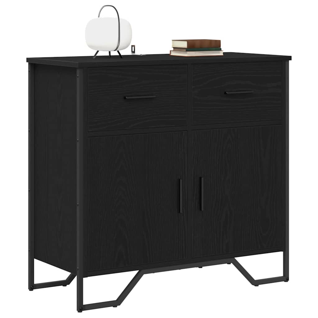 Credenza con Cassetto-Buffet-Armadio da cucina Rovere Nero 79,5 x 35,5 x 74,5 cm