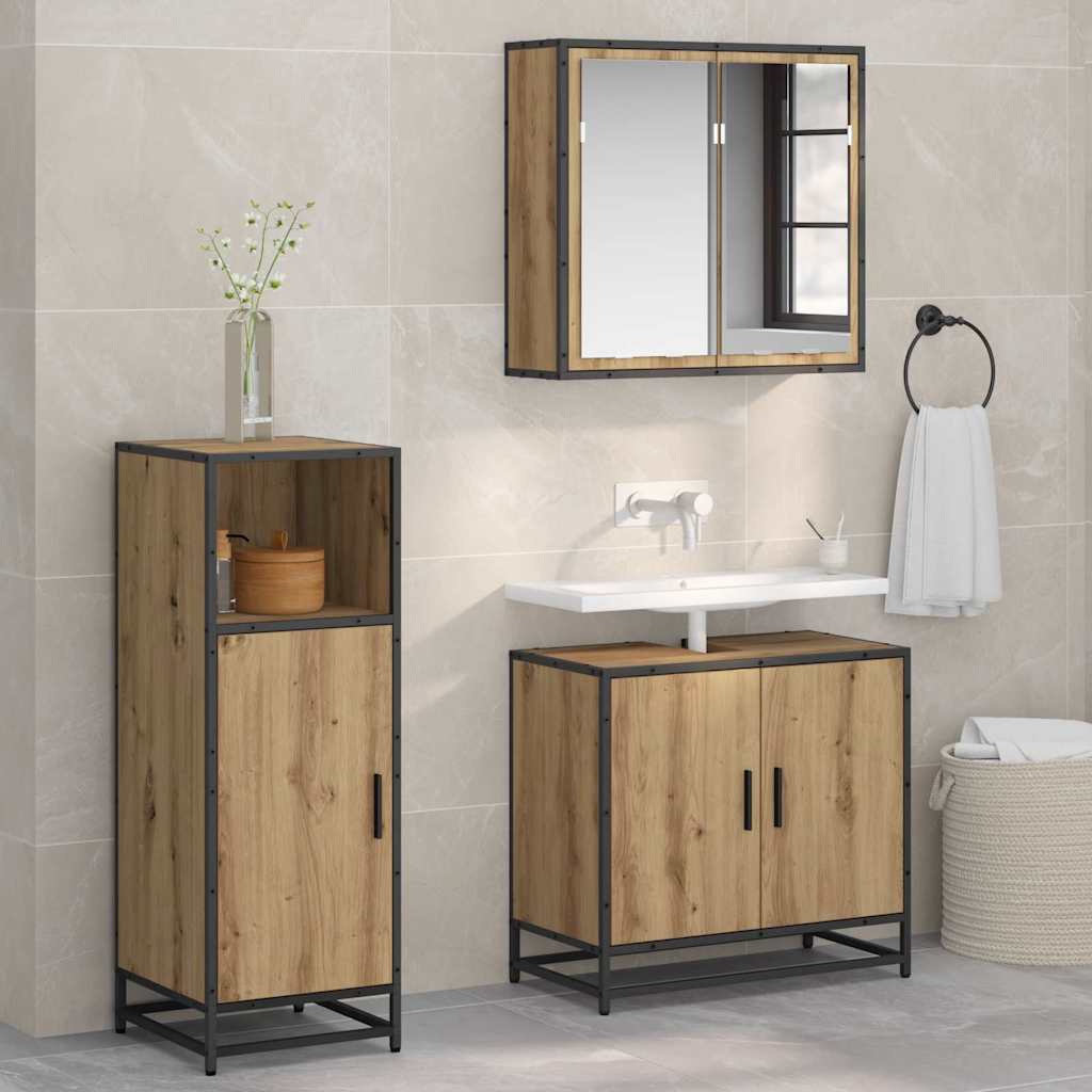 Mobile da Bagno con porta rovere artigianale 35 x 37.5 x 100 cm 883592