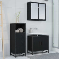 Mobile da Bagno con porta Rovere nero 35 x 37.5 x 100 cm 883593