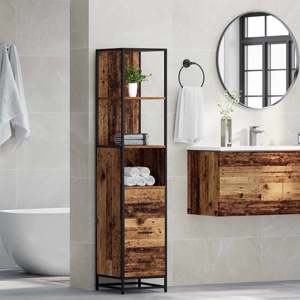 Mobile da Bagno con cassetto Legno vecchio 35 x 37.5 x 166 cm 883598