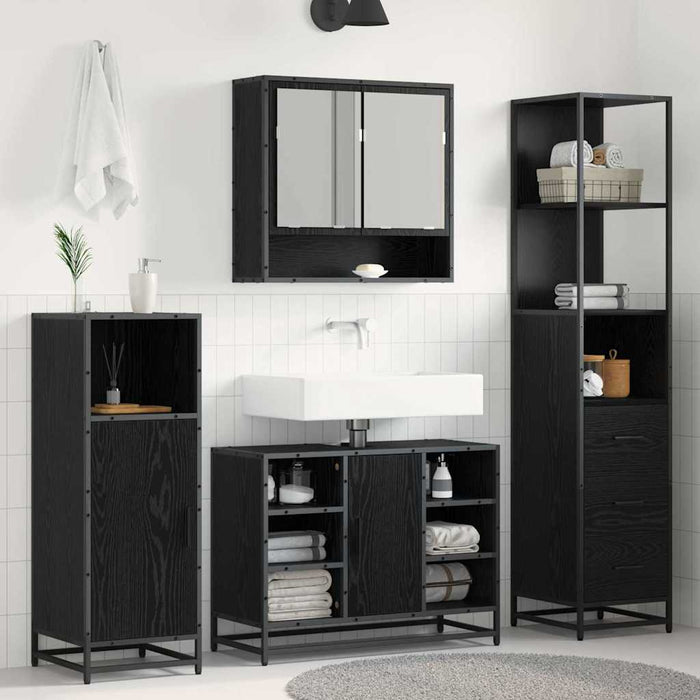Mobile da Bagno con cassetto Rovere nero 35 x 37.5 x 166 cm 883600