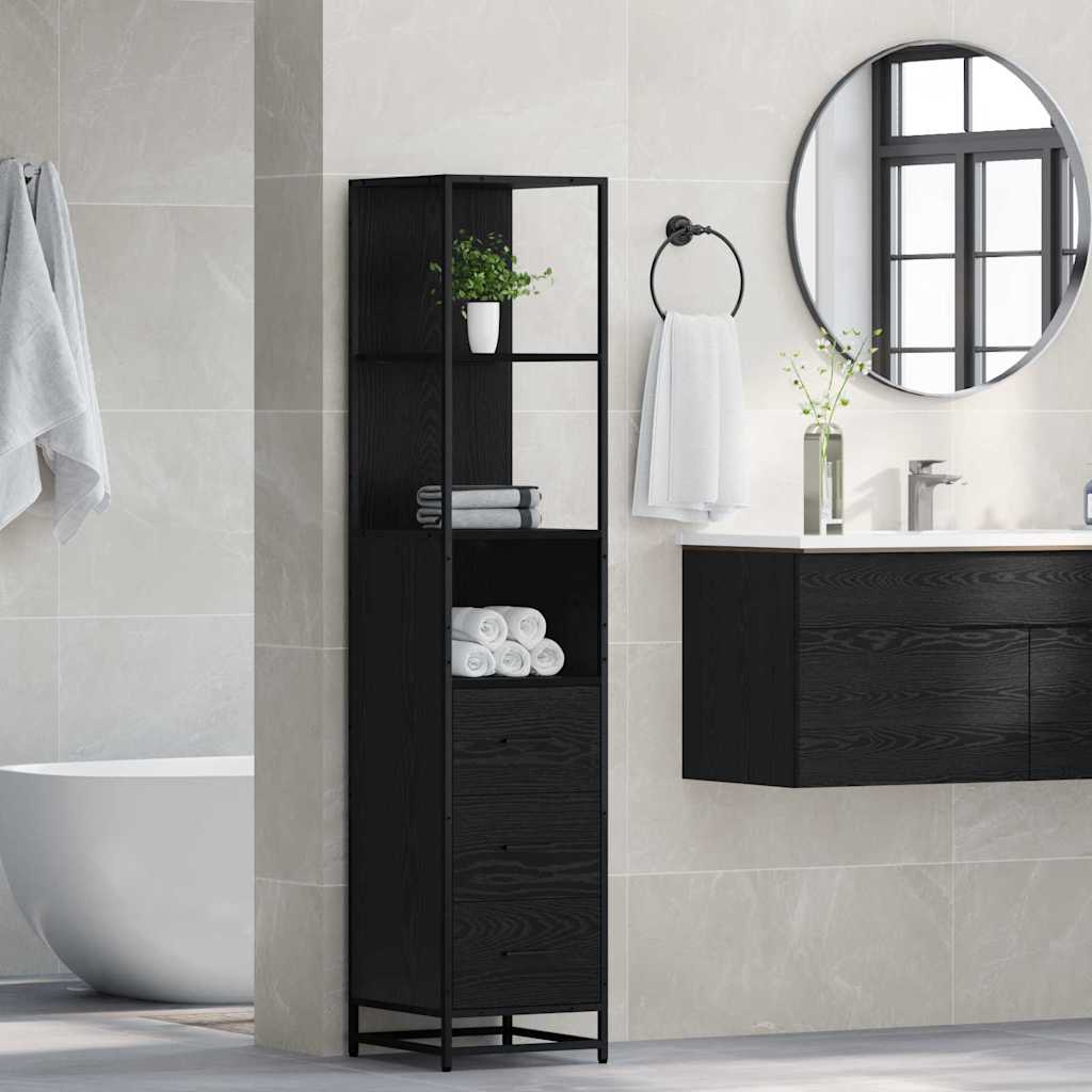 Mobile da Bagno con cassetto Rovere nero 35 x 37.5 x 166 cm 883600