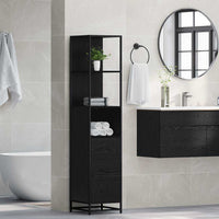 Mobile da Bagno con cassetto Rovere nero 35 x 37.5 x 166 cm 883600