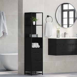 Mobile da Bagno con cassetto Rovere nero 35 x 37.5 x 166 cm 883600