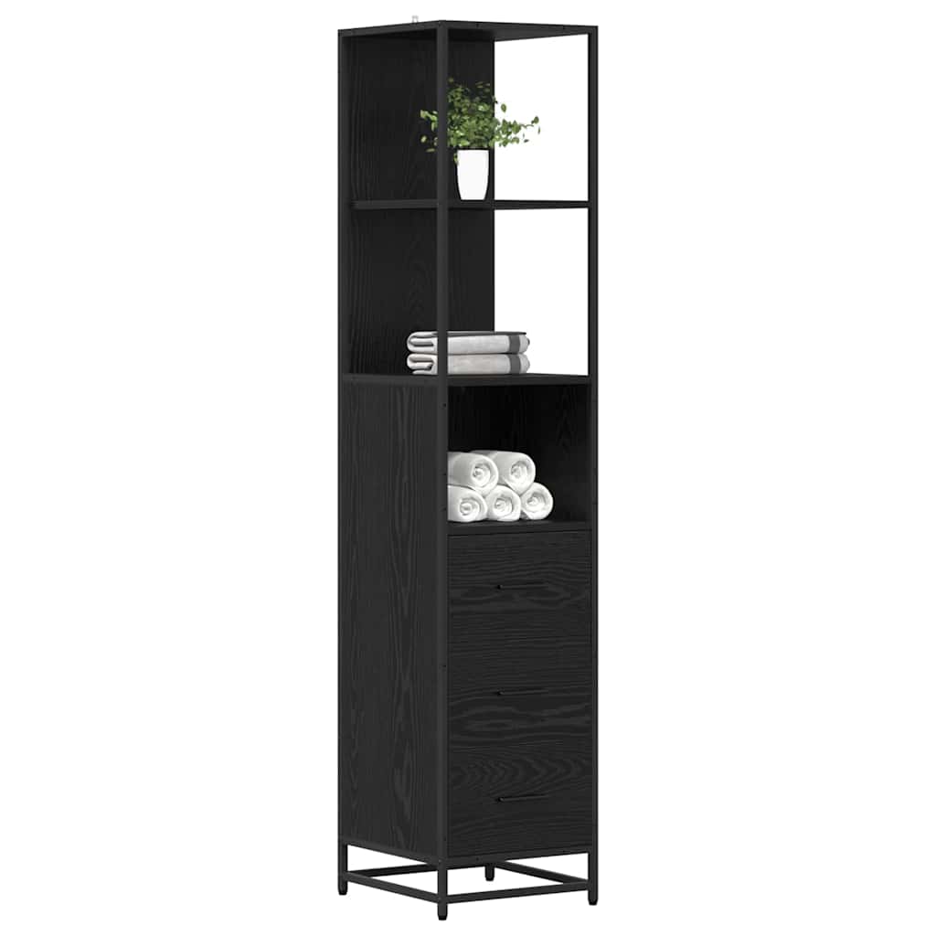 Mobile da Bagno con cassetto Rovere nero 35 x 37.5 x 166 cm 883600