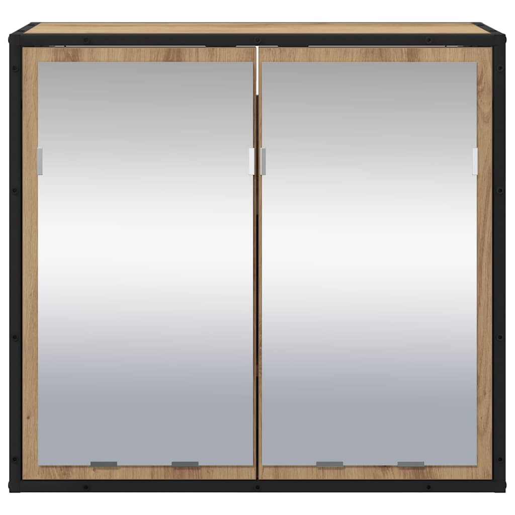 Mobiletto per specchio da bagno con porta rovere artigianale 883609