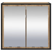 Mobiletto per specchio da bagno con porta rovere artigianale 883609