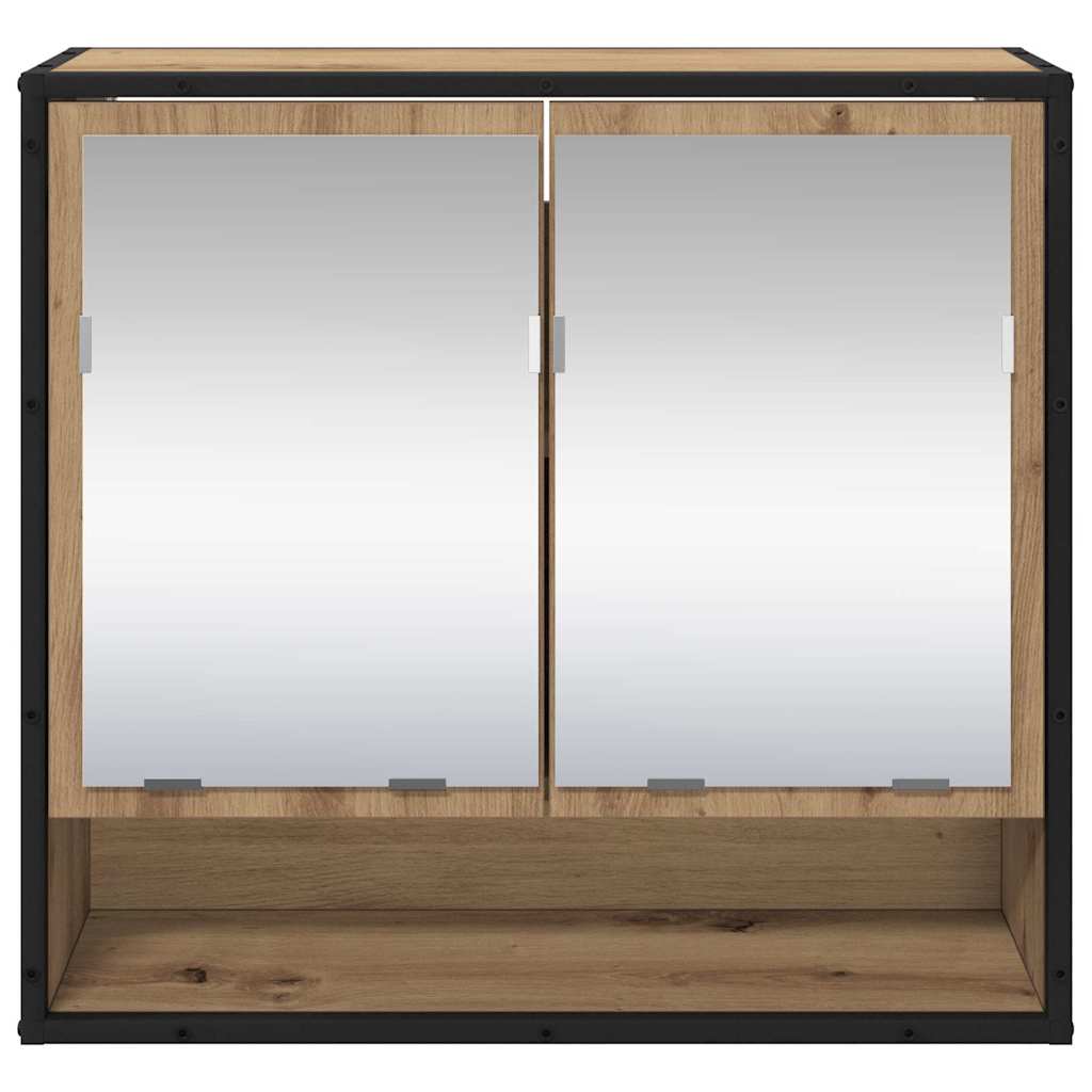 Mobiletto per specchio da bagno con porta rovere artigianale 883612