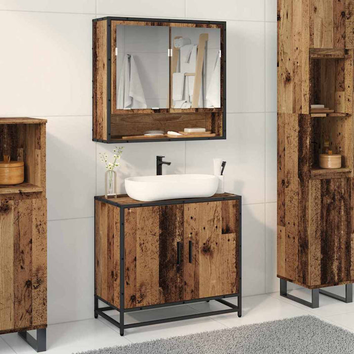 Armadio per Lavabo da Bagno-Armadietto da bagno-Mobiletto da bagno Legno vecchio 65 x 33 x 60 cm