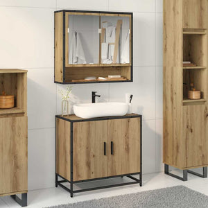 Armadio per Lavabo da Bagno-Armadietto da bagno-Mobiletto da bagno rovere artigianale 65 x 33 x 60 cm