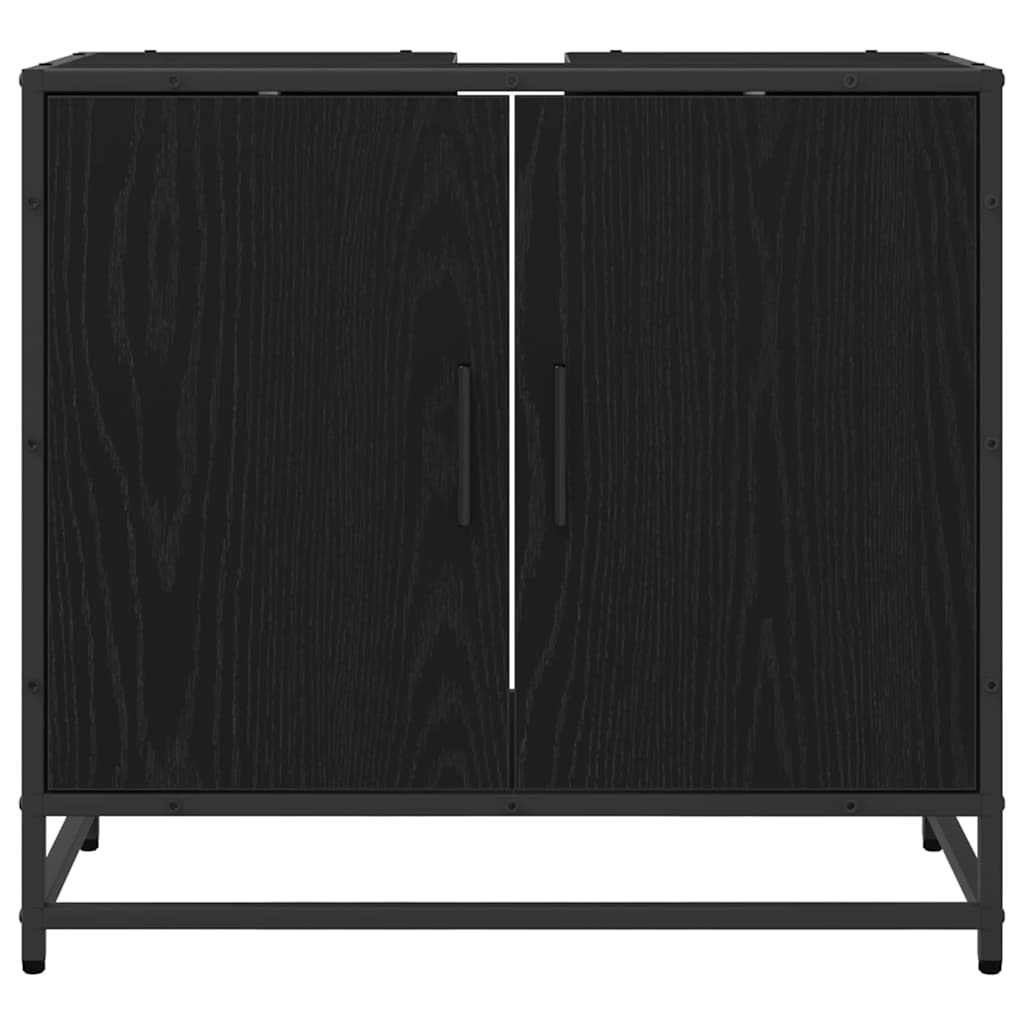 Armadio per Lavabo da Bagno-Armadietto da bagno-Mobiletto da bagno Rovere Nero 65 x 33 x 60 cm 682743