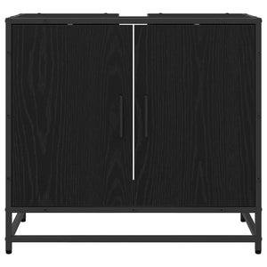Armadio per Lavabo da Bagno-Armadietto da bagno-Mobiletto da bagno Rovere Nero 65 x 33 x 60 cm 682743