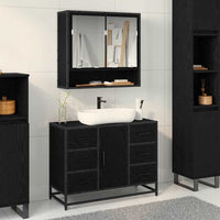 Armadio per Lavabo da Bagno Rovere nero 80 x 33 x 60 cm 883633