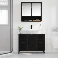 Armadio per Lavabo da Bagno Rovere nero 80 x 33 x 60 cm 883633