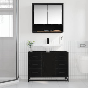 Armadio per Lavabo da Bagno Rovere nero 80 x 33 x 60 cm 883633