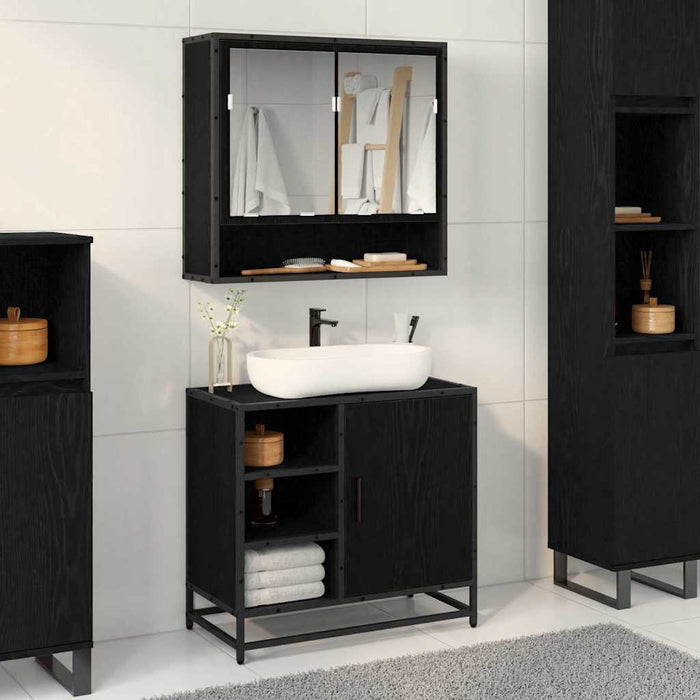 Armadio per Lavabo da Bagno Rovere nero 65 x 33 x 60 cm 883636