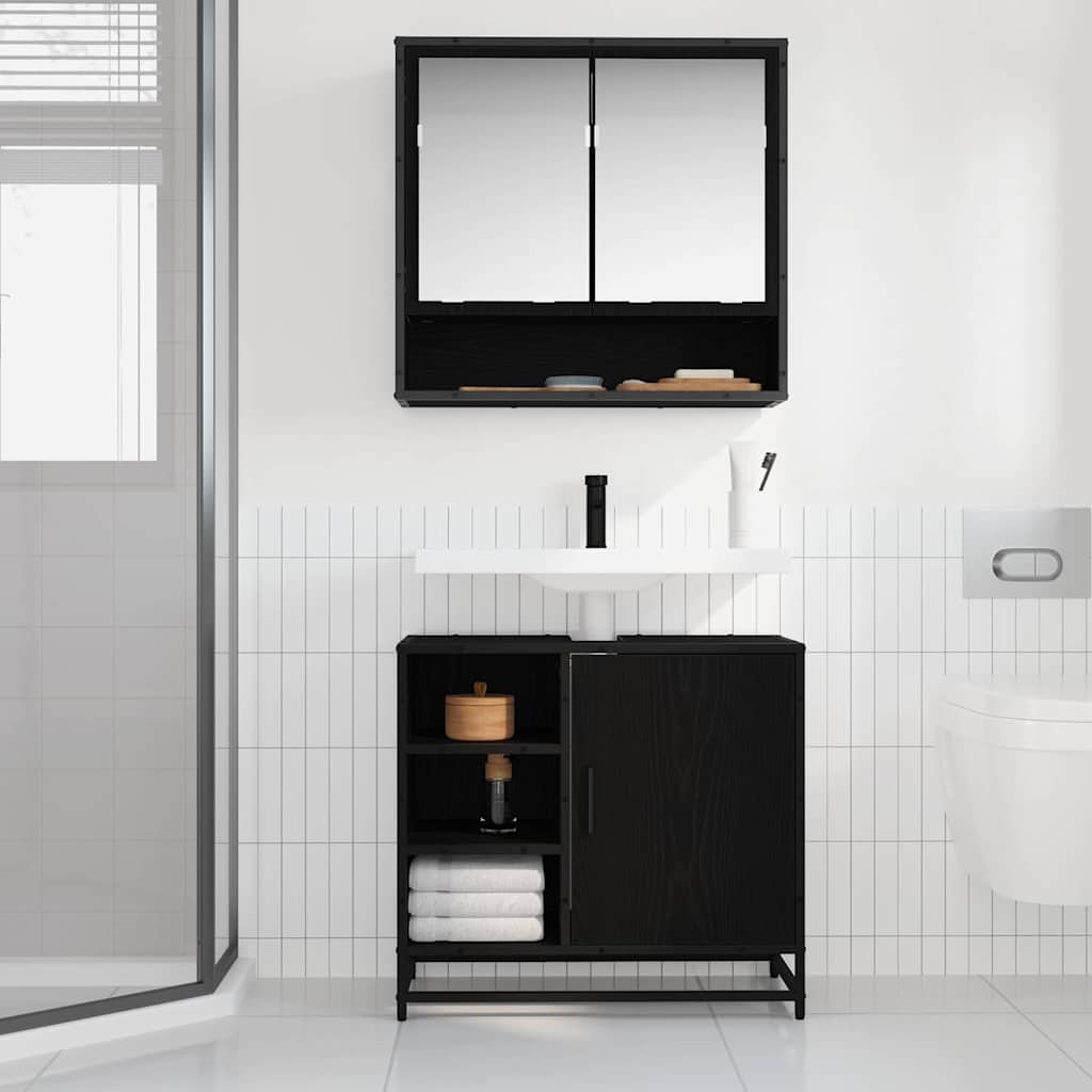 Armadio per Lavabo da Bagno Rovere nero 65 x 33 x 60 cm 883636