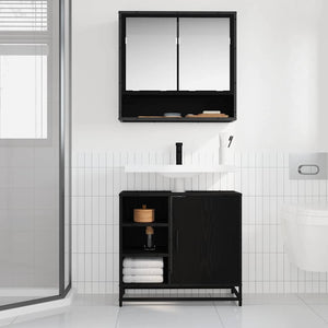Armadio per Lavabo da Bagno Rovere nero 65 x 33 x 60 cm 883636