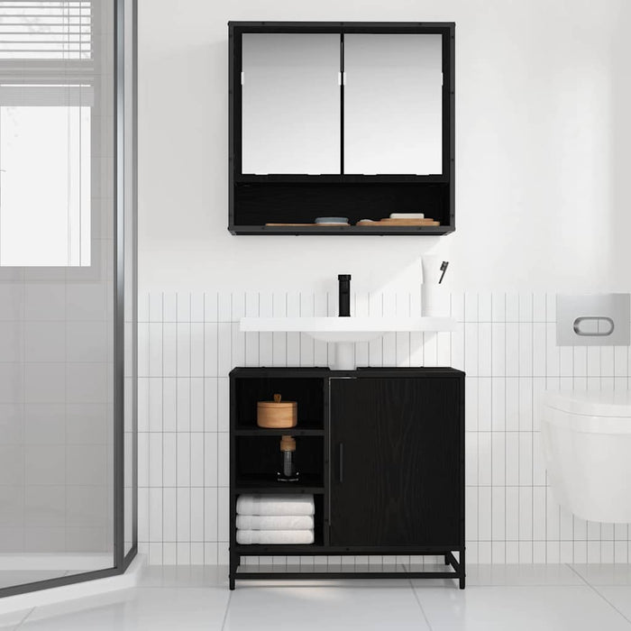 Armadio per Lavabo da Bagno Rovere nero 65 x 33 x 60 cm 883636